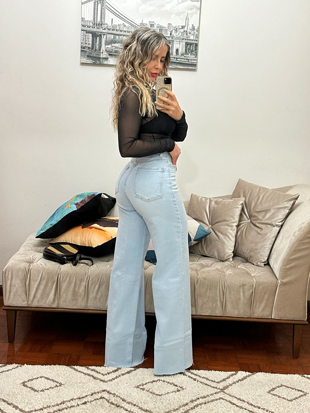Calça Pantalona Jeans Feminino Patricia - 013.07.0030