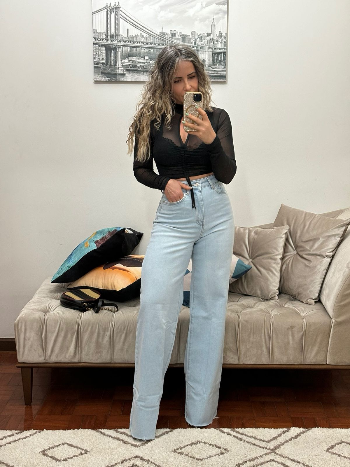 Calça Pantalona Jeans Feminino Patricia - 013.07.0030