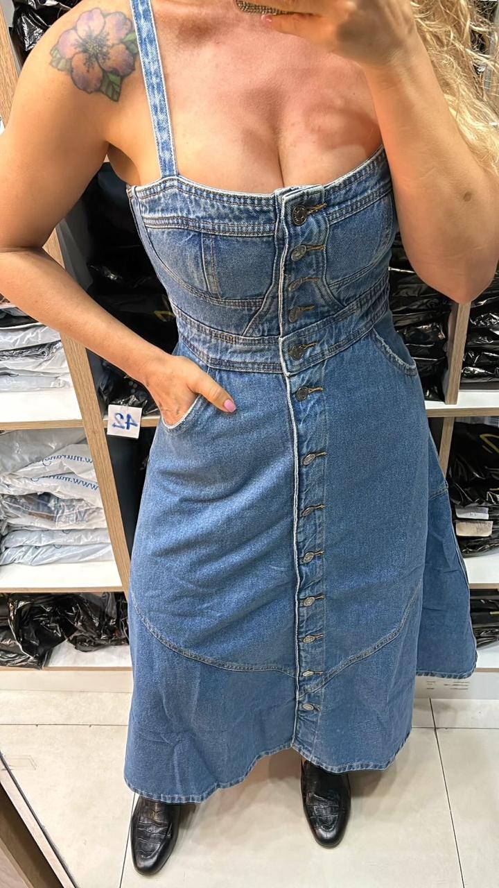 Vestido Evase Jeans Feminino - 024.01.0041