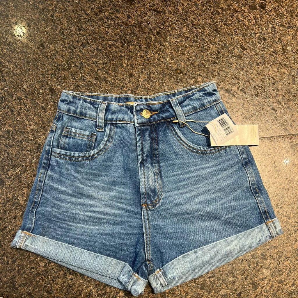 SHORTS MOM JEANS FEMININO BARRA DOBRADA BOLSOS FUNCIONAIS - 005.11.0120