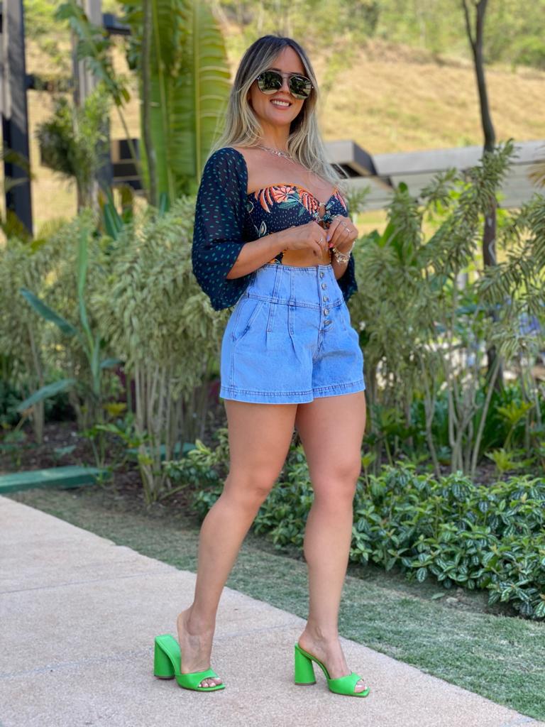 Shorts Com Pence Jeans Feminino - 05.28.0001