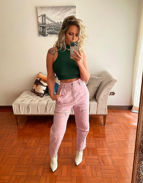 Calça Cargo Com Zíper Jeans Feminino - 13.28.0005