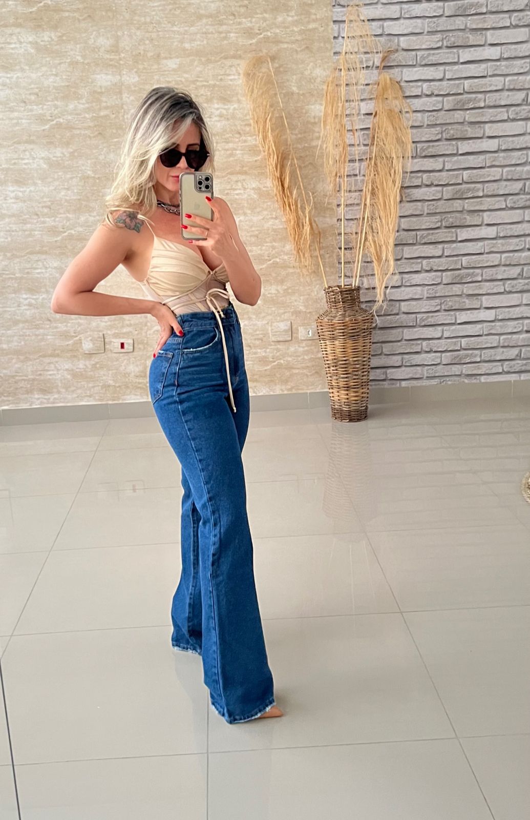 Calça Flare Wide Jeans Feminino 013.54.0001