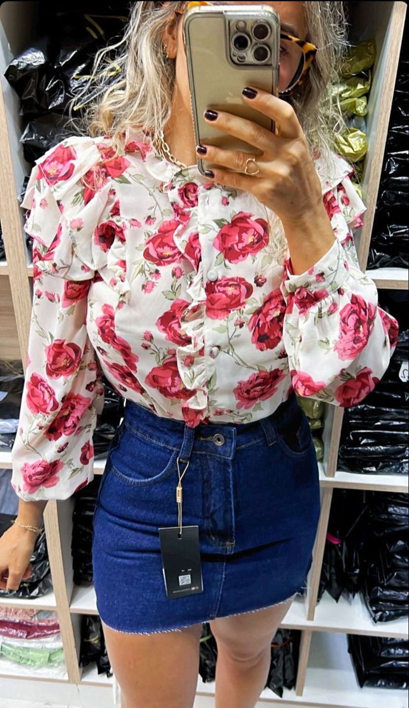 Camisa Manga Longa Floral Feminino - 061.06.0003