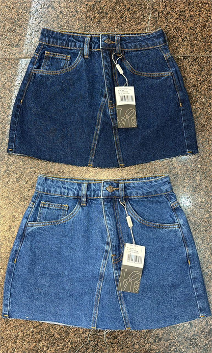Saia Jeans Ziper Diagonal Feminino - 001.06.0006