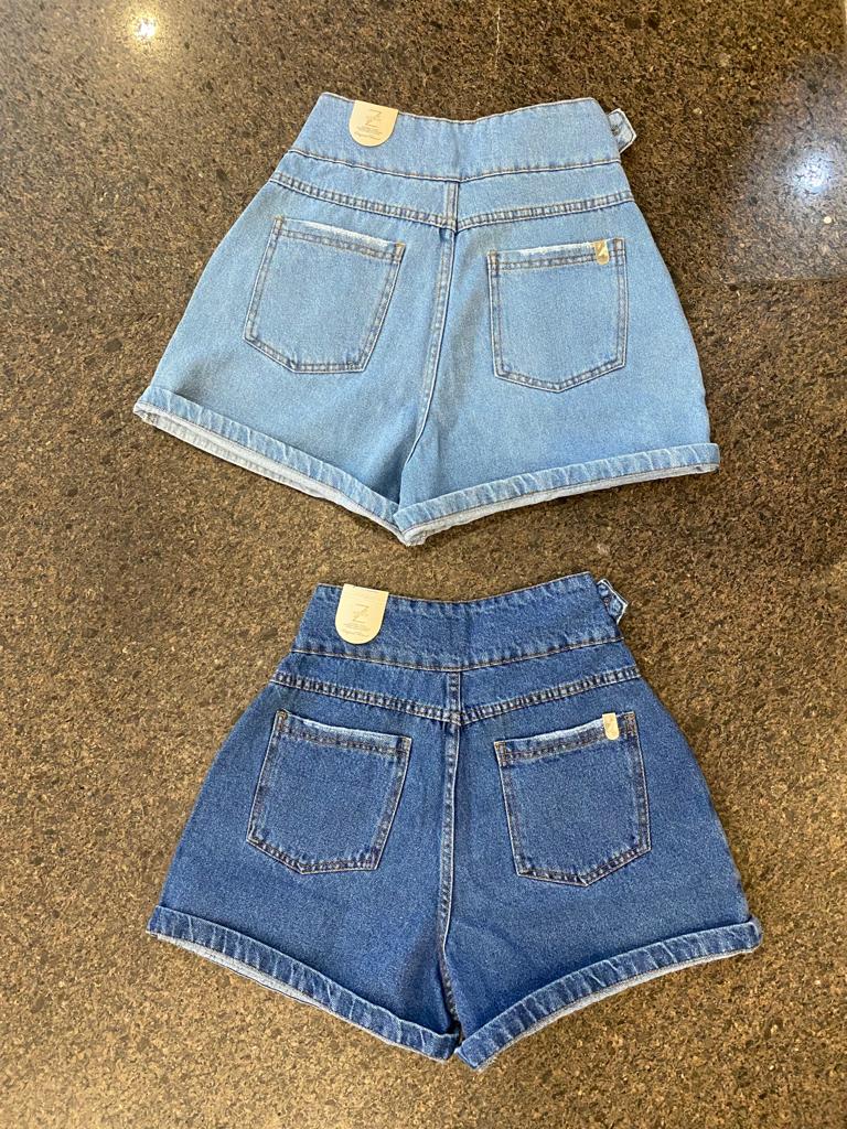 Shorts Com Pregas Jeans Feminino - 05.29.0001