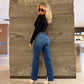 Calça Reta Com Abertura Jeans Feminino - 013.10.0009