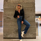 Calça Reta Com Abertura Jeans Feminino - 013.10.0009