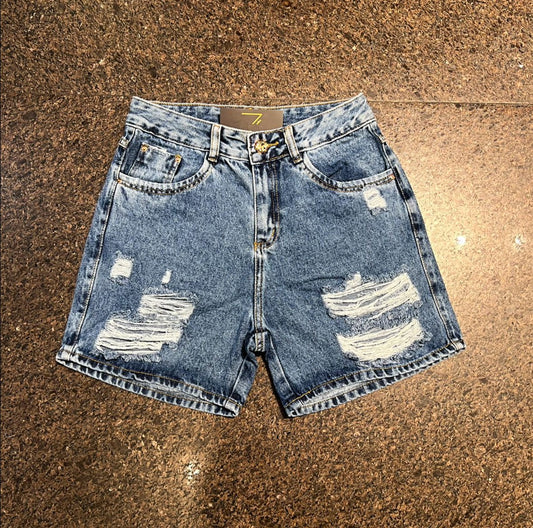 Shorts Mom Destroyed Jeans Feminino - 005.11.0117
