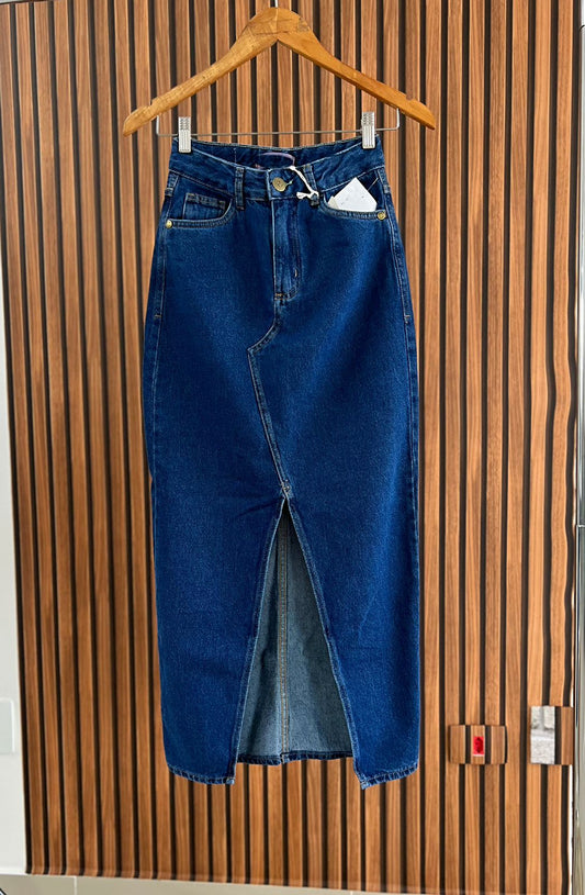 Saia Midi Abertura Frontal Jeans Feminino - 001.27.0011