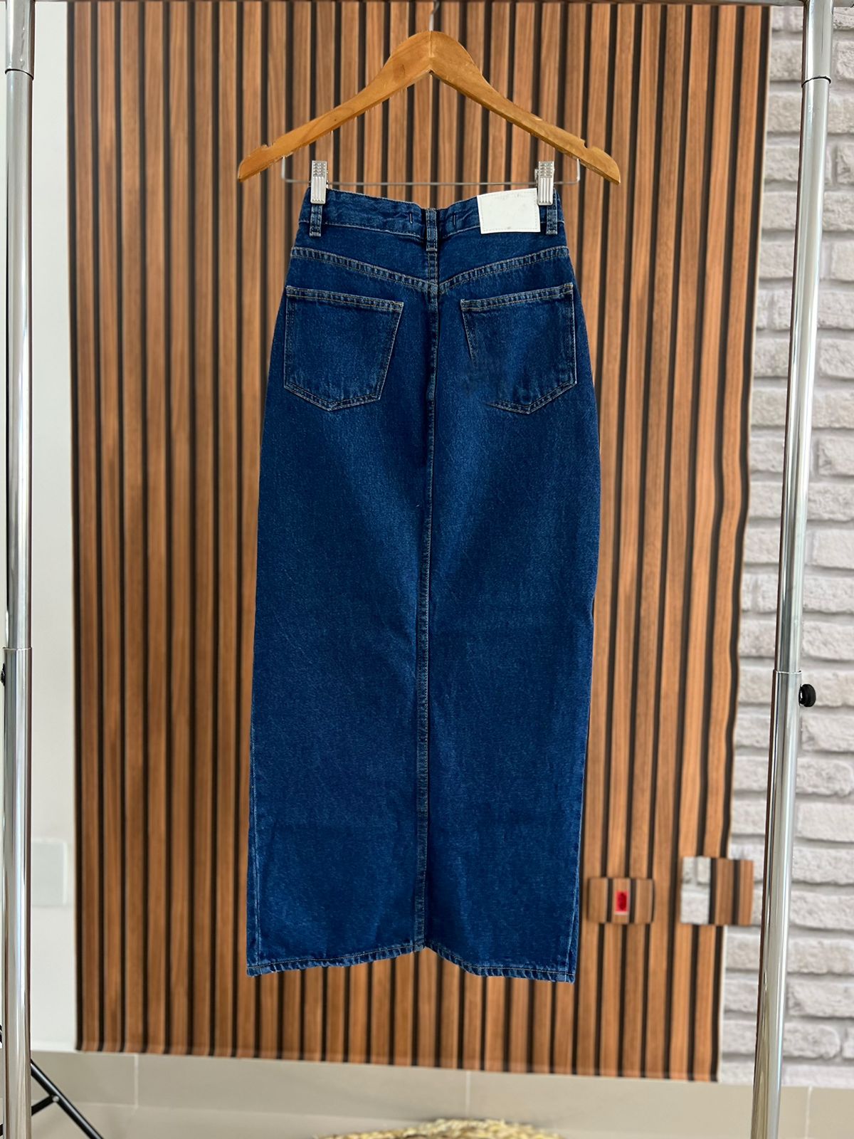 Saia Midi Abertura Frontal Jeans Feminino - 001.27.0011