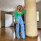 Calça Wide Leg Rasgo no Joelho Jeans Feminino - 13.42.0032