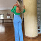 Calça Wide Leg Rasgo no Joelho Jeans Feminino - 13.42.0032